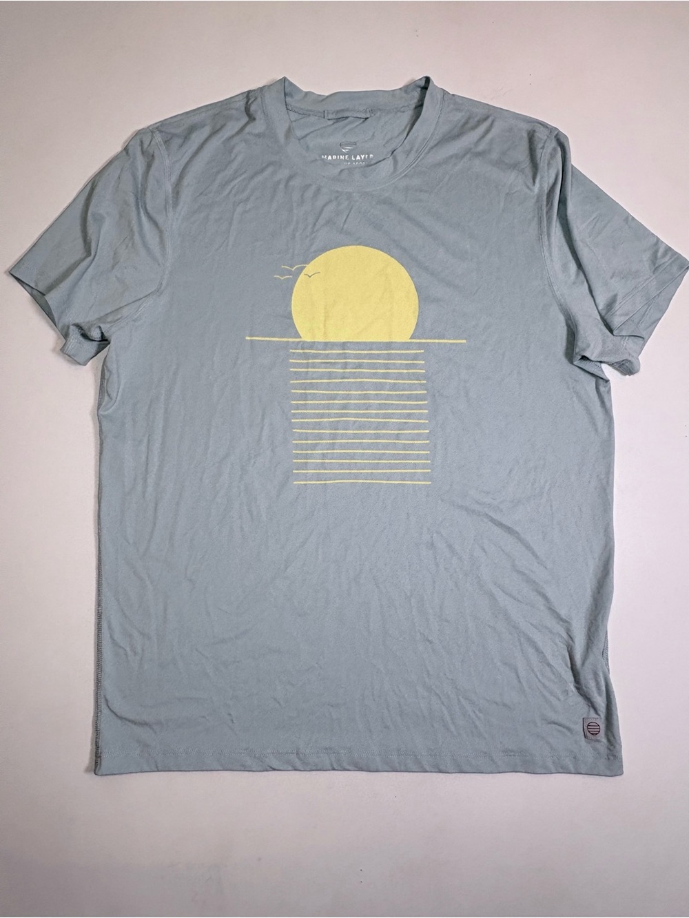 Marine Layer Light Blue Tee with Yellow Sun Graphic